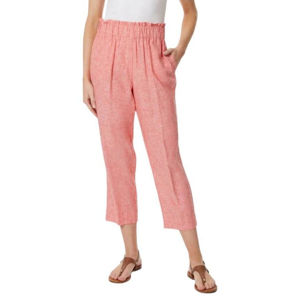 JONES & CO PEACH LINEN BLEND CROP PANTS SZ.M NWOT.